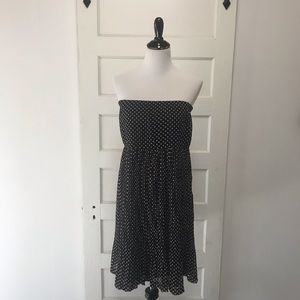 Hazel Black w/ Khaki Polka Dot Strapless Dress